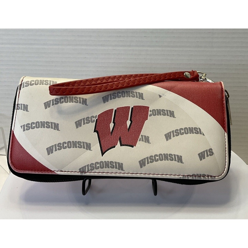 Wisconsin Badgers Curve Zip Organizer Ladies Wristlet‎ Wallet NCAA